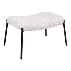 Sherpa Fabric Ottoman in White, 61 x 41 x 36 cm | Glasgow