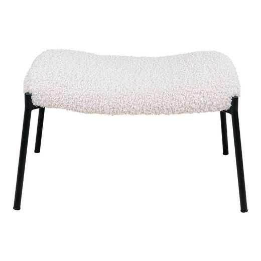 Sherpa Fabric Ottoman in White, 61 x 41 x 36 cm | Glasgow