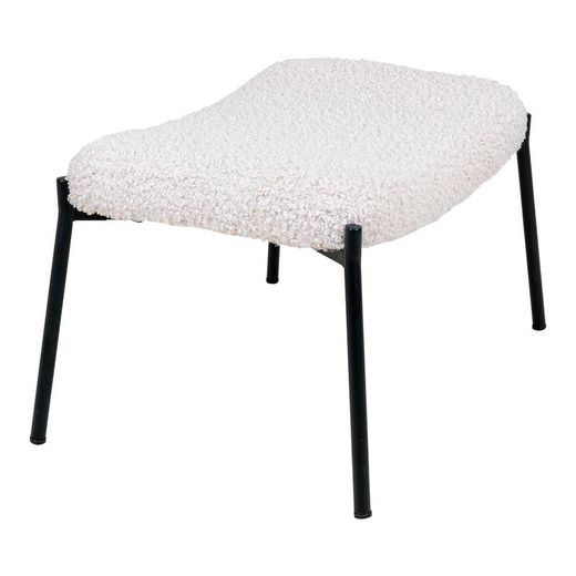 Sherpa Fabric Ottoman in White, 61 x 41 x 36 cm | Glasgow