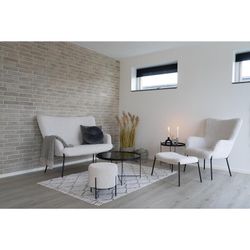 Sherpa Fabric Ottoman in White, 61 x 41 x 36 cm | Glasgow