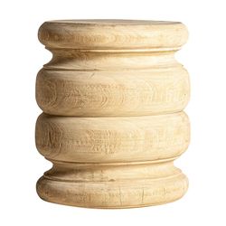Vouxell footstool in natural mango wood, 33 x 33 x 45 cm