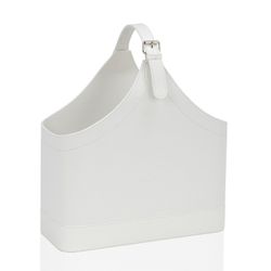 Leather effect magazine rack white, 40 x 17 x 45 cm