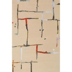 RIBBON-Alfombra de lana abstracta beige, 240x170 cm