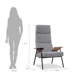 RIBE | Gestoffeerde fauteuil met pied-de-poule print 83 x 87 x 114 cm