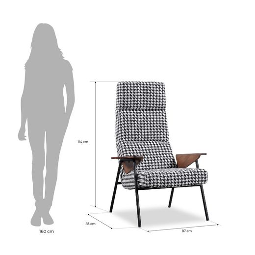 RIBE | Gestoffeerde fauteuil met pied-de-poule print 83 x 87 x 114 cm