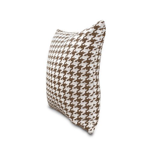 RIBE | Bruin en wit kussen met pied-de-poule print 45 x 45 cm