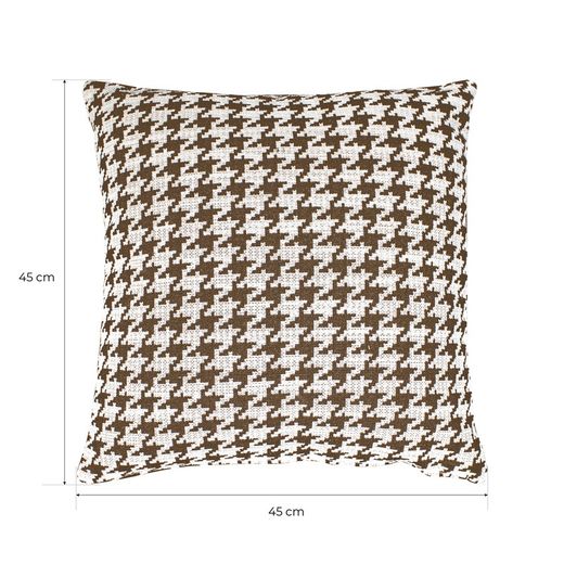 RIBE | Bruin en wit kussen met pied-de-poule print 45 x 45 cm