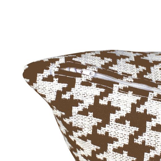 RIBE | Coussin imprimé pied de poule marron et blanc 55 x 30 cm