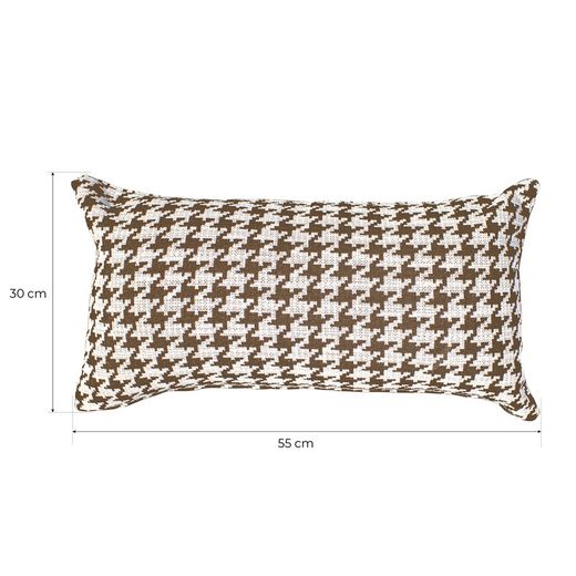 RIBE | Coussin imprimé pied de poule marron et blanc 55 x 30 cm