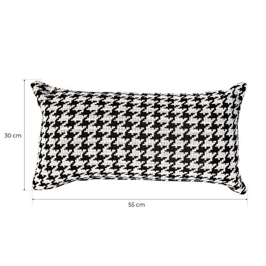 RIBE | Coussin imprimé pied de poule noir et blanc 55 x 30 cm