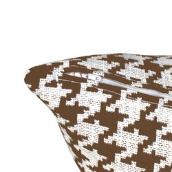 Pack of white and brown houndstooth cushion covers, 2 pieces