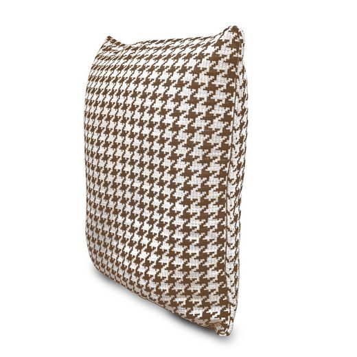 Pack of white and brown houndstooth cushion covers, 2 pieces