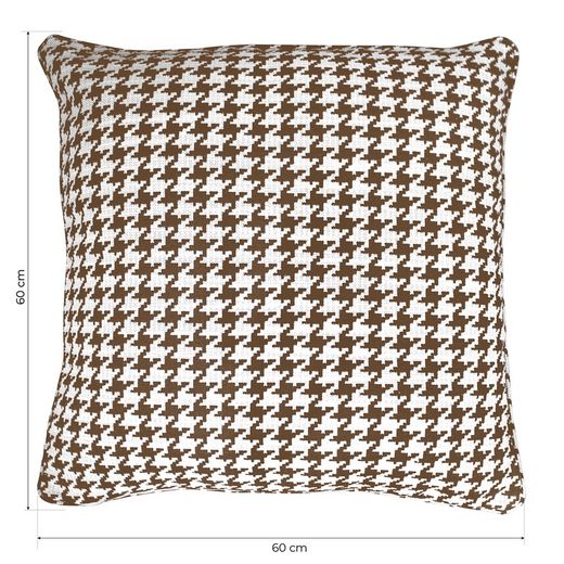 Pack of white and brown houndstooth cushion covers, 2 pieces
