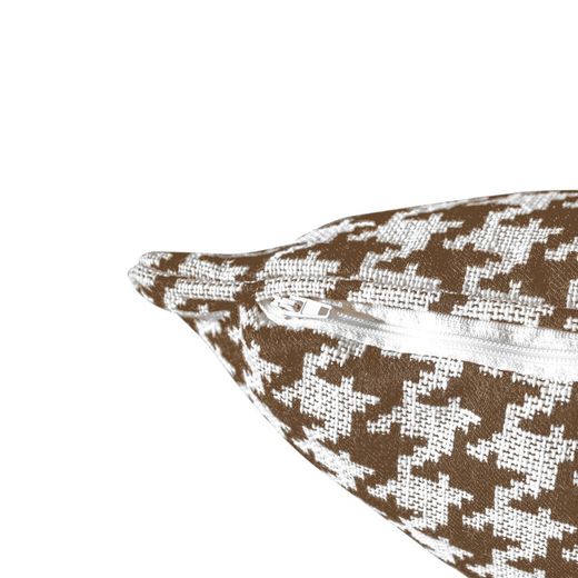 Pack of white and brown houndstooth cushion covers, 2 pieces