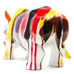 Multicolor polyresin rhinoceros, 54x18x24 cm