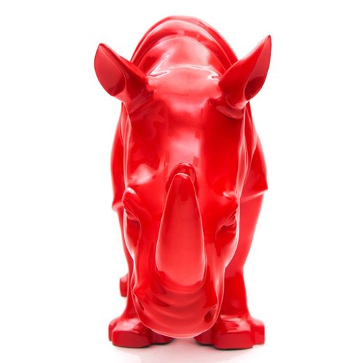 Rinoceronte de poliresina rojo, 104x26x47 cm