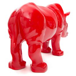Rinoceronte de poliresina rojo, 104x26x47 cm