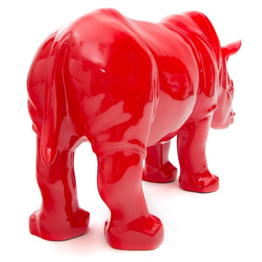 Rinoceronte de poliresina rojo, 104x26x47 cm