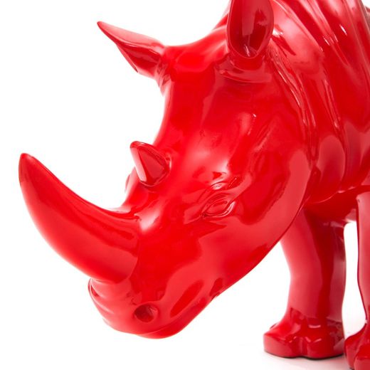 Rinoceronte de poliresina rojo, 104x26x47 cm