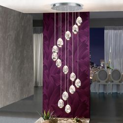 Lámpara de techo ROCIO de cromo con Luz LED y altura regulable con mando, 50x170 cm