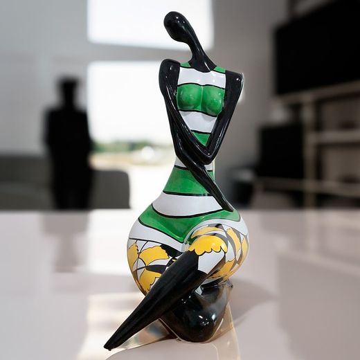 ROSE-Female figure in multicolored polyresin, 39x30x56 cm