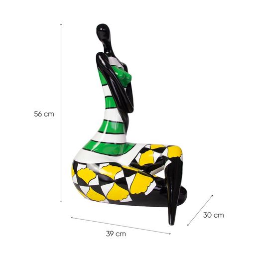 ROSE-Female figure in multicolored polyresin, 39x30x56 cm