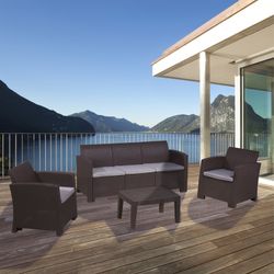 Salerno - Resin Garden Set 1 sofa + 2 Armchairs + Brown Table