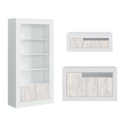 Complete living room white and natural Baltik, 3 pieces.