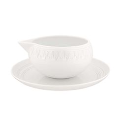 Ornament porcelain sauce boat with saucer, 19.1x0x6.8 cm