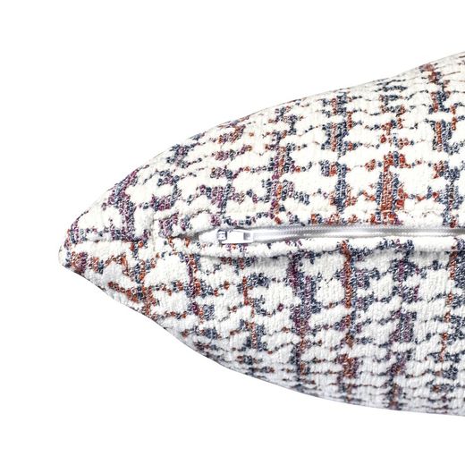 SALZBOURG | Housse de coussin imprimé écru, rose, rouge et gris 60 x 60 cm