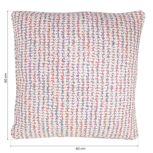 SALZBOURG | Housse de coussin imprimé écru, rose, rouge et gris 60 x 60 cm
