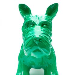 Schnauzer verde in poliresina, 38x18x31 cm