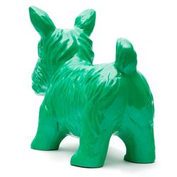 Schnauzer verde in poliresina, 38x18x31 cm