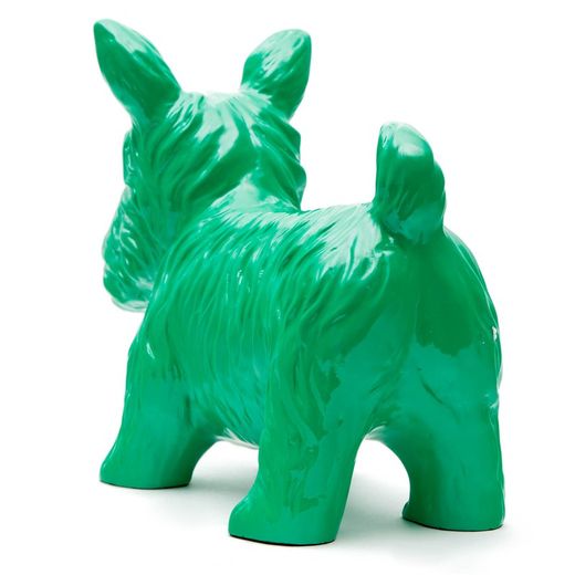 Groene polyresin schnauzer, 38x18x31 cm