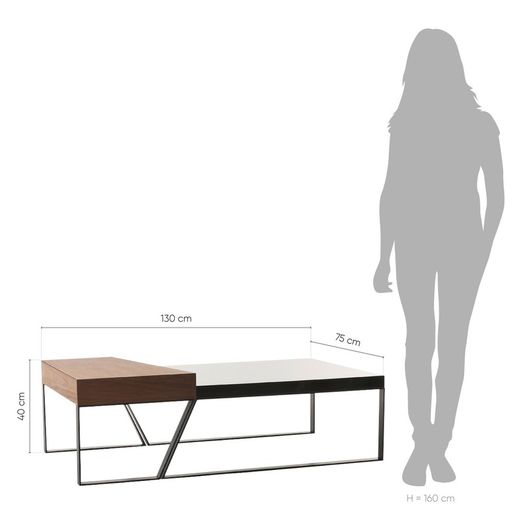 SCHÖNHEIT-Svart soffbord med dubbla höjder, 39,5 x 39,5 x 40 cm