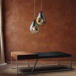 SCHÖNHEIT-Svart soffbord med dubbla höjder, 39,5 x 39,5 x 40 cm