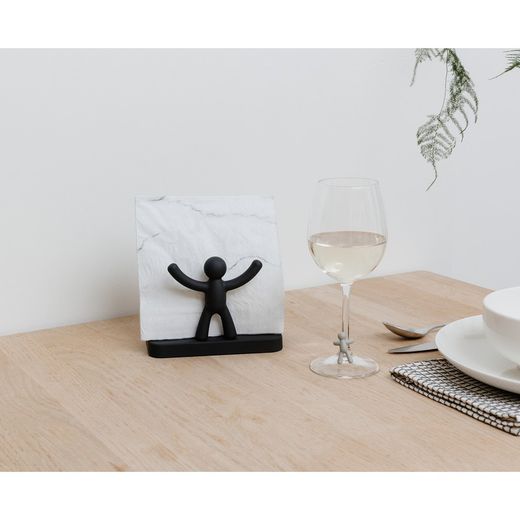 Porte-serviettes en ABS noir, 15 x 8 x 11 cm | Copain