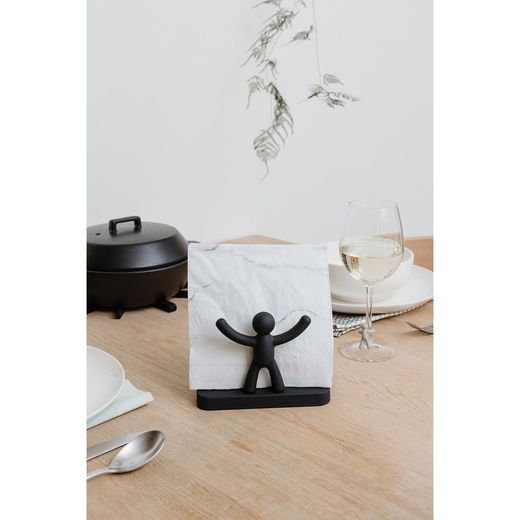 Porte-serviettes en ABS noir, 15 x 8 x 11 cm | Copain