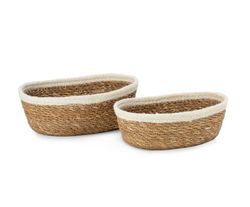 Set 2 corbeilles algues / jute, 23,5x16,5x8 cm