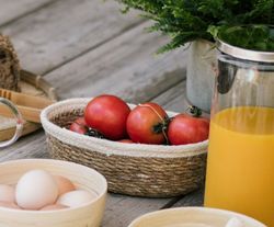 Set 2 corbeilles algues / jute, 23,5x16,5x8 cm