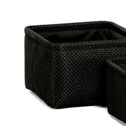 Conjunto de 2 cestos quadrados pretos, 18x18x12cm