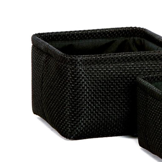 Conjunto de 2 cestos quadrados pretos, 18x18x12cm
