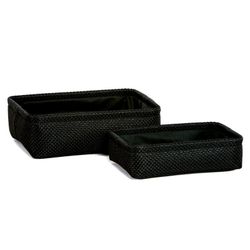 Set 2 Black Rectangular Baskets, 26.5x19.5x8cm