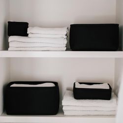 Set 2 Black Rectangular Baskets, 26.5x19.5x8cm