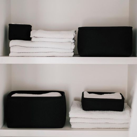 Set 2 Black Rectangular Baskets, 26.5x19.5x8cm