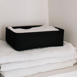 Set 2 Black Rectangular Baskets, 26.5x19.5x8cm