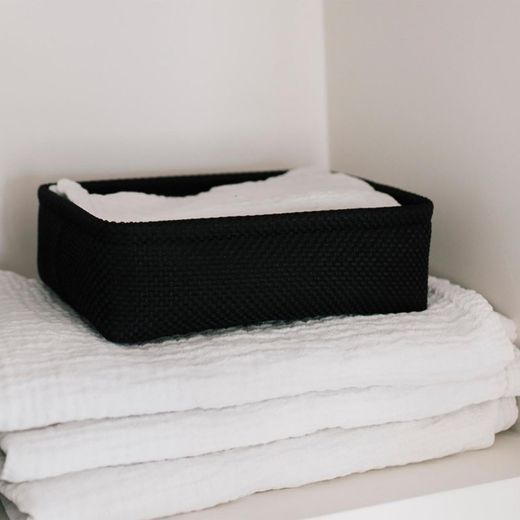 Set 2 Black Rectangular Baskets, 26.5x19.5x8cm