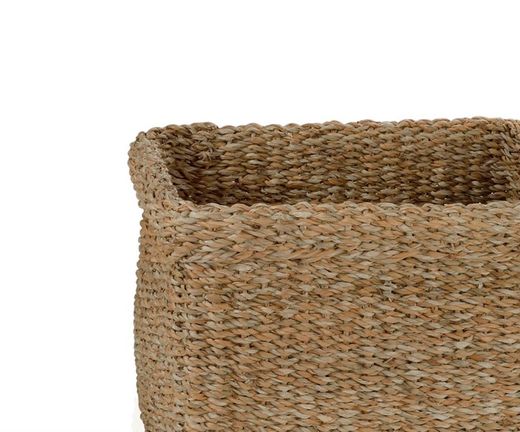 Set 3 Maceteros Cuadrados de Alga marina Beige, 43x43x30 cm