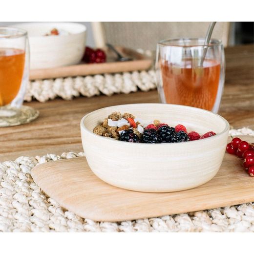 Set 4 bols en bambou, Ø15x6 cm