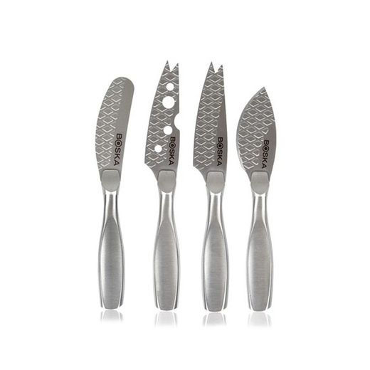 Conjunto de mini facas de queijo em aço prateado, 16x2.7x0.7 cm